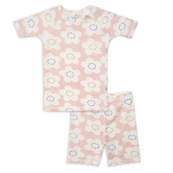 flower CloudStretch™ magnetic kids pajama shortie set