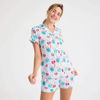 women's wake me up before you cocoa modal magnetic classic with a twist short sleeve pajama set